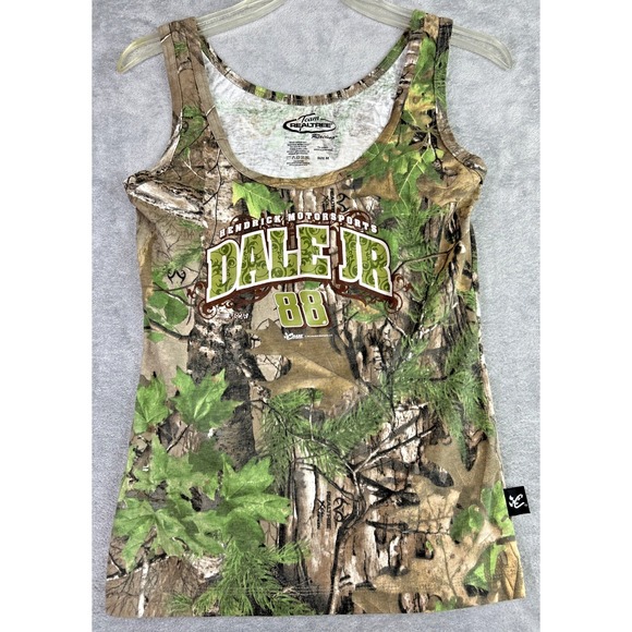 Chase RealTree Dale Jr Earnhardt Racing Camo Tank Top Womens M NASCAR Green 2013 - Picture 1 of 13